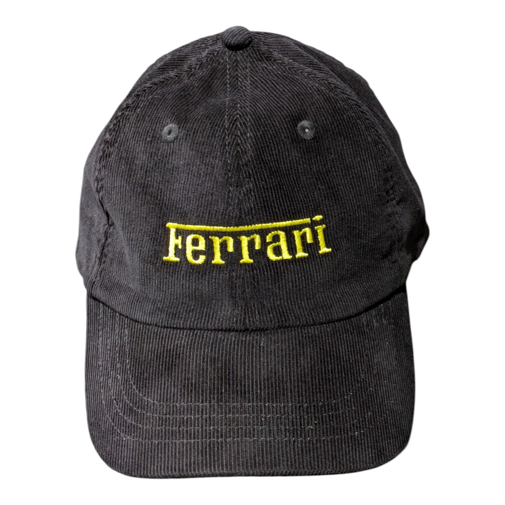 Ferrari - Corduroy Hat - Black Yellow - Adjustable Back- Preowned - Great Cond